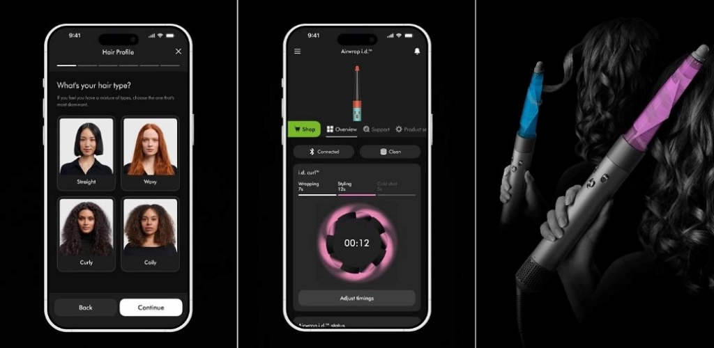 MyDyson aplikacija za Dyson Airwrap i.d. s personalizacijom tipa kose i i.d. curl postavkama