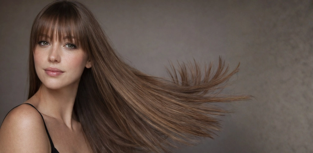 Prirodna smeđa kosa u pokretu nakon korištenja najboljih uređaja za oblikovanje kose zrakom.