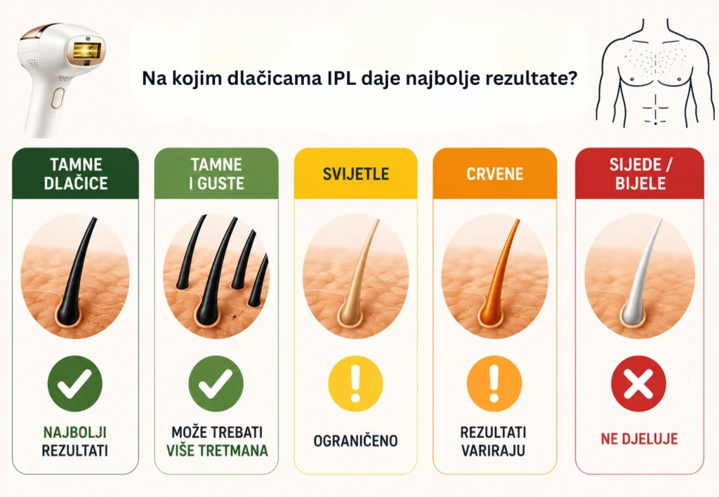 Infografika prikazuje na kojim dlačicama IPL daje najbolje rezultate kod muškaraca.